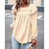 imageBTFBM Long Sleeve Swiss Dot Blouses for Women Dressy Casual Spring Fall Crewneck Boho Western Shirts Business Work TopsSolid Beige