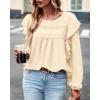imageBTFBM Long Sleeve Swiss Dot Blouses for Women Dressy Casual Spring Fall Crewneck Boho Western Shirts Business Work TopsSolid Beige