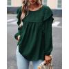 imageBTFBM Long Sleeve Swiss Dot Blouses for Women Dressy Casual Spring Fall Crewneck Boho Western Shirts Business Work TopsSolid Dark Green