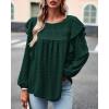 imageBTFBM Long Sleeve Swiss Dot Blouses for Women Dressy Casual Spring Fall Crewneck Boho Western Shirts Business Work TopsSolid Dark Green