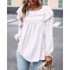 imageBTFBM Long Sleeve Swiss Dot Blouses for Women Dressy Casual Spring Fall Crewneck Boho Western Shirts Business Work TopsSolid White