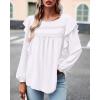 imageBTFBM Long Sleeve Swiss Dot Blouses for Women Dressy Casual Spring Fall Crewneck Boho Western Shirts Business Work TopsSolid White