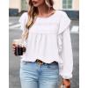 imageBTFBM Long Sleeve Swiss Dot Blouses for Women Dressy Casual Spring Fall Crewneck Boho Western Shirts Business Work TopsSolid White
