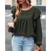imageBTFBM Long Sleeve Swiss Dot Blouses for Women Dressy Casual Spring Fall Crewneck Boho Western Shirts Business Work TopsSwiss Dot Army Green