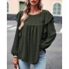 imageBTFBM Long Sleeve Swiss Dot Blouses for Women Dressy Casual Spring Fall Crewneck Boho Western Shirts Business Work TopsSwiss Dot Army Green