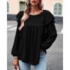 imageBTFBM Long Sleeve Swiss Dot Blouses for Women Dressy Casual Spring Fall Crewneck Boho Western Shirts Business Work TopsSwiss Dot Black