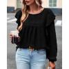 imageBTFBM Long Sleeve Swiss Dot Blouses for Women Dressy Casual Spring Fall Crewneck Boho Western Shirts Business Work TopsSwiss Dot Black