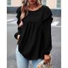 imageBTFBM Long Sleeve Swiss Dot Blouses for Women Dressy Casual Spring Fall Crewneck Boho Western Shirts Business Work TopsSwiss Dot Black