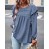 imageBTFBM Long Sleeve Swiss Dot Blouses for Women Dressy Casual Spring Fall Crewneck Boho Western Shirts Business Work TopsSwiss Dot Blue