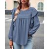 imageBTFBM Long Sleeve Swiss Dot Blouses for Women Dressy Casual Spring Fall Crewneck Boho Western Shirts Business Work TopsSwiss Dot Blue