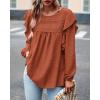 imageBTFBM Long Sleeve Swiss Dot Blouses for Women Dressy Casual Spring Fall Crewneck Boho Western Shirts Business Work TopsSwiss Dot Brick Red