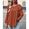 imageBTFBM Long Sleeve Swiss Dot Blouses for Women Dressy Casual Spring Fall Crewneck Boho Western Shirts Business Work TopsSwiss Dot Brick Red