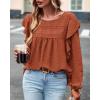 imageBTFBM Long Sleeve Swiss Dot Blouses for Women Dressy Casual Spring Fall Crewneck Boho Western Shirts Business Work TopsSwiss Dot Brick Red