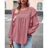 imageBTFBM Long Sleeve Swiss Dot Blouses for Women Dressy Casual Spring Fall Crewneck Boho Western Shirts Business Work TopsSwiss Dot Pink
