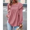 imageBTFBM Long Sleeve Swiss Dot Blouses for Women Dressy Casual Spring Fall Crewneck Boho Western Shirts Business Work TopsSwiss Dot Pink
