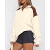 imageBTFBM Quarter Zip Sweatshirts For Women 2024 Fall Fashion Long Sleeve Color Block Casual Y2k Activewear Pullover TopsBeige