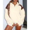 imageBTFBM Quarter Zip Sweatshirts For Women 2024 Fall Fashion Long Sleeve Color Block Casual Y2k Activewear Pullover TopsBeige
