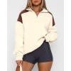 imageBTFBM Quarter Zip Sweatshirts For Women 2024 Fall Fashion Long Sleeve Color Block Casual Y2k Activewear Pullover TopsBeige
