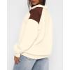 imageBTFBM Quarter Zip Sweatshirts For Women 2024 Fall Fashion Long Sleeve Color Block Casual Y2k Activewear Pullover TopsBeige