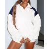 imageBTFBM Quarter Zip Sweatshirts For Women 2024 Fall Fashion Long Sleeve Color Block Casual Y2k Activewear Pullover TopsBeige White