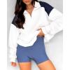 imageBTFBM Quarter Zip Sweatshirts For Women 2024 Fall Fashion Long Sleeve Color Block Casual Y2k Activewear Pullover TopsBeige White