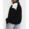 imageBTFBM Quarter Zip Sweatshirts For Women 2024 Fall Fashion Long Sleeve Color Block Casual Y2k Activewear Pullover TopsBlack