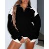 imageBTFBM Quarter Zip Sweatshirts For Women 2024 Fall Fashion Long Sleeve Color Block Casual Y2k Activewear Pullover TopsBlack