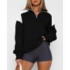 imageBTFBM Quarter Zip Sweatshirts For Women 2024 Fall Fashion Long Sleeve Color Block Casual Y2k Activewear Pullover TopsBlack