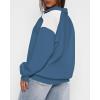 imageBTFBM Quarter Zip Sweatshirts For Women 2024 Fall Fashion Long Sleeve Color Block Casual Y2k Activewear Pullover TopsDark Blue