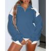 imageBTFBM Quarter Zip Sweatshirts For Women 2024 Fall Fashion Long Sleeve Color Block Casual Y2k Activewear Pullover TopsDark Blue