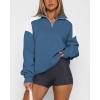 imageBTFBM Quarter Zip Sweatshirts For Women 2024 Fall Fashion Long Sleeve Color Block Casual Y2k Activewear Pullover TopsDark Blue