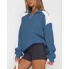 imageBTFBM Quarter Zip Sweatshirts For Women 2024 Fall Fashion Long Sleeve Color Block Casual Y2k Activewear Pullover TopsDark Blue