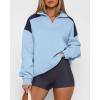 imageBTFBM Quarter Zip Sweatshirts For Women 2024 Fall Fashion Long Sleeve Color Block Casual Y2k Activewear Pullover TopsLight Blue