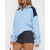 imageBTFBM Quarter Zip Sweatshirts For Women 2024 Fall Fashion Long Sleeve Color Block Casual Y2k Activewear Pullover TopsLight Blue