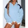 imageBTFBM Quarter Zip Sweatshirts For Women 2024 Fall Fashion Long Sleeve Color Block Casual Y2k Activewear Pullover TopsLight Blue