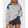 imageBTFBM Quarter Zip Sweatshirts For Women 2024 Fall Fashion Long Sleeve Color Block Casual Y2k Activewear Pullover TopsLight Grey