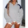 imageBTFBM Quarter Zip Sweatshirts For Women 2024 Fall Fashion Long Sleeve Color Block Casual Y2k Activewear Pullover TopsLight Grey