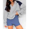 imageBTFBM Quarter Zip Sweatshirts For Women 2024 Fall Fashion Long Sleeve Color Block Casual Y2k Activewear Pullover TopsLight Grey