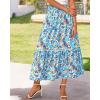 imageBTFBM Women 2024 Summer Spring Floral Long Skirts Casual Elastic High Waist Pleated Swing A Line Boho Beach Maxi Skirt