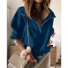 imageBTFBM Women Casual Half Zip Sweatshirts Lapel Drawstring Loose Long Sleeve Pullover 2023 Fall Winter Trendy Y2K Clothes