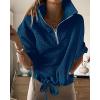 imageBTFBM Women Casual Half Zip Sweatshirts Lapel Drawstring Loose Long Sleeve Pullover 2023 Fall Winter Trendy Y2K Clothes