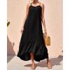 imageBTFBM Women Casual Summer Dresses 2024 Spaghetti Strap Sleeveless Sundress Print Ruffle Flowy Boho Beach Long Maxi DressSolid Black