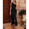 imageBTFBM Women One Shoulder Dresses Sleeveless Cocktail Bodycon Mermaid Ruffle Side Split Formal Party Long Evening DressSolid Black