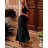 imageBTFBM Women One Shoulder Dresses Sleeveless Cocktail Bodycon Mermaid Ruffle Side Split Formal Party Long Evening DressSolid Black