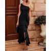 imageBTFBM Women One Shoulder Dresses Sleeveless Cocktail Bodycon Mermaid Ruffle Side Split Formal Party Long Evening DressSolid Black