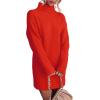 imageBTFBM Womens Long Sleeve Turtleneck Sweaters Soft Ribbed Knit Oversized 2024 Fall Winter Long Pullover Sweater DressSolid Orange