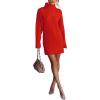 imageBTFBM Womens Long Sleeve Turtleneck Sweaters Soft Ribbed Knit Oversized 2024 Fall Winter Long Pullover Sweater DressSolid Orange