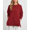 imageBTFBM Womens Oversized Sweatshirt 2024 Spring Fashion Crew Neck Long Sleeve Slit Casual Pullover Tops with Side Zipper