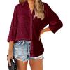 imageBTFBM Button Down Satin Blouses for Women Dressy Casual Lapel V Neck Long Sleeve Shirts Loose Business Work Tops 2024Leopard Wine Red