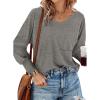 imageBTFBM Long Sleeve Shirts for Women Dressy Casual Loose V Neck Smocked Puff Sleeve Tops Blouses Fall Clothes 2024Light Grey